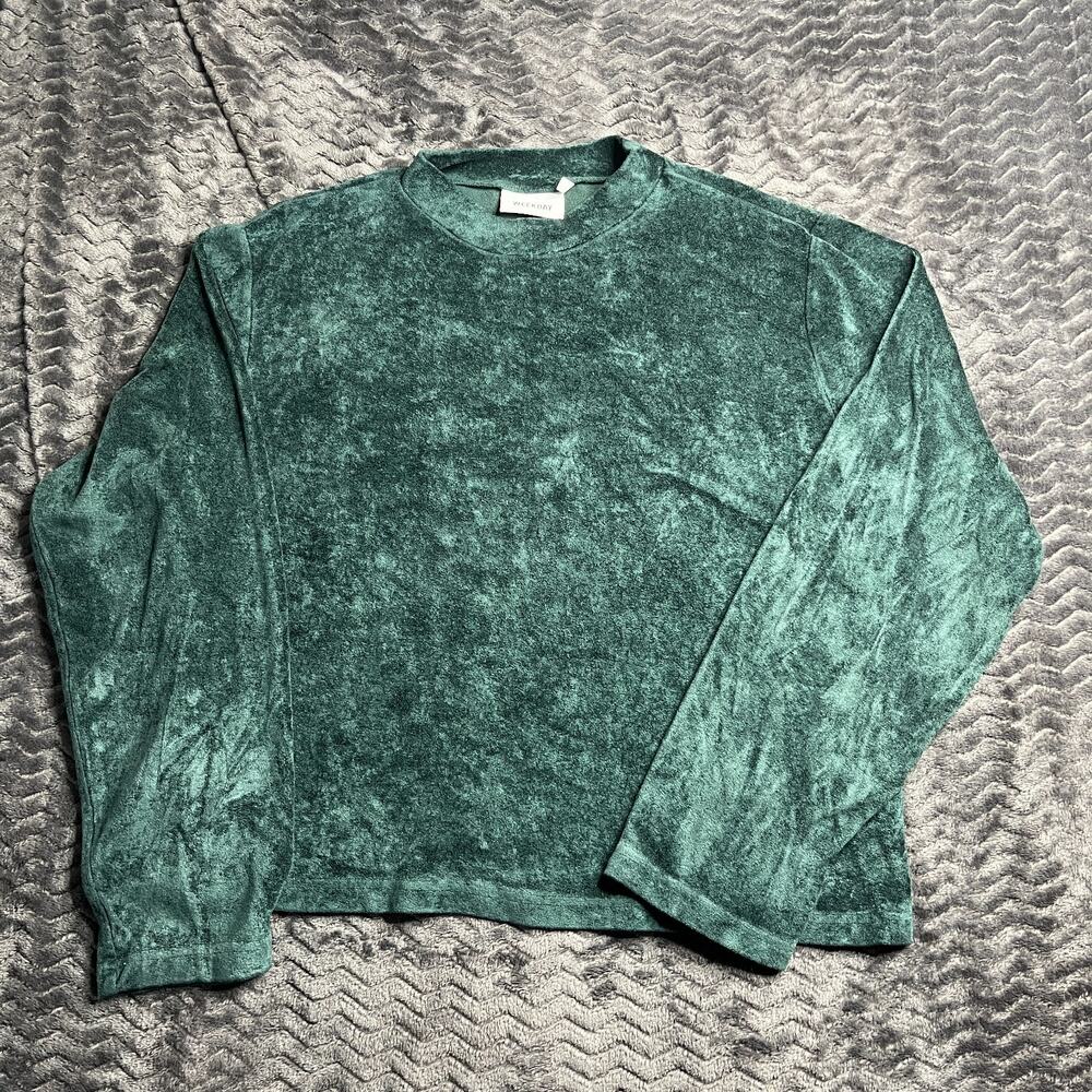 Weekday Velvet green Long Sleeve Crew Neck Top Women Size M